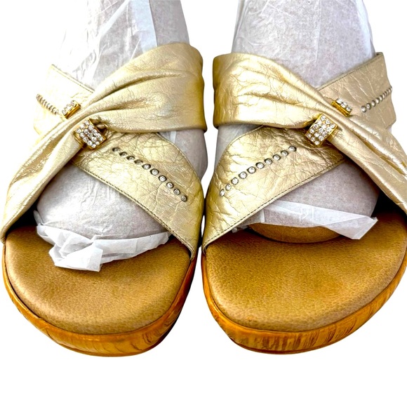 Once Puffy Wedge Sandal One Inch Platform Slip On Cream Color Iridescent 6 main image 6